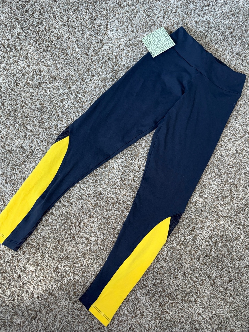 Women's Navy and Yellow Colorblock Leggings